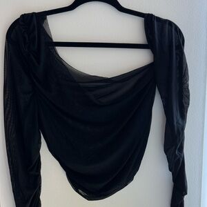 Black Mesh Long Sleeve Top